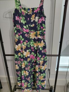 Old Navy Navy Floral Skirt with Yellow, Pink and Green Flowers